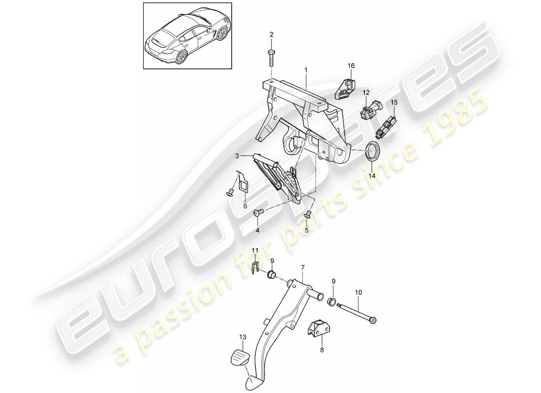 porsche 2010 (panamera 970) pedales diagrama de piezas