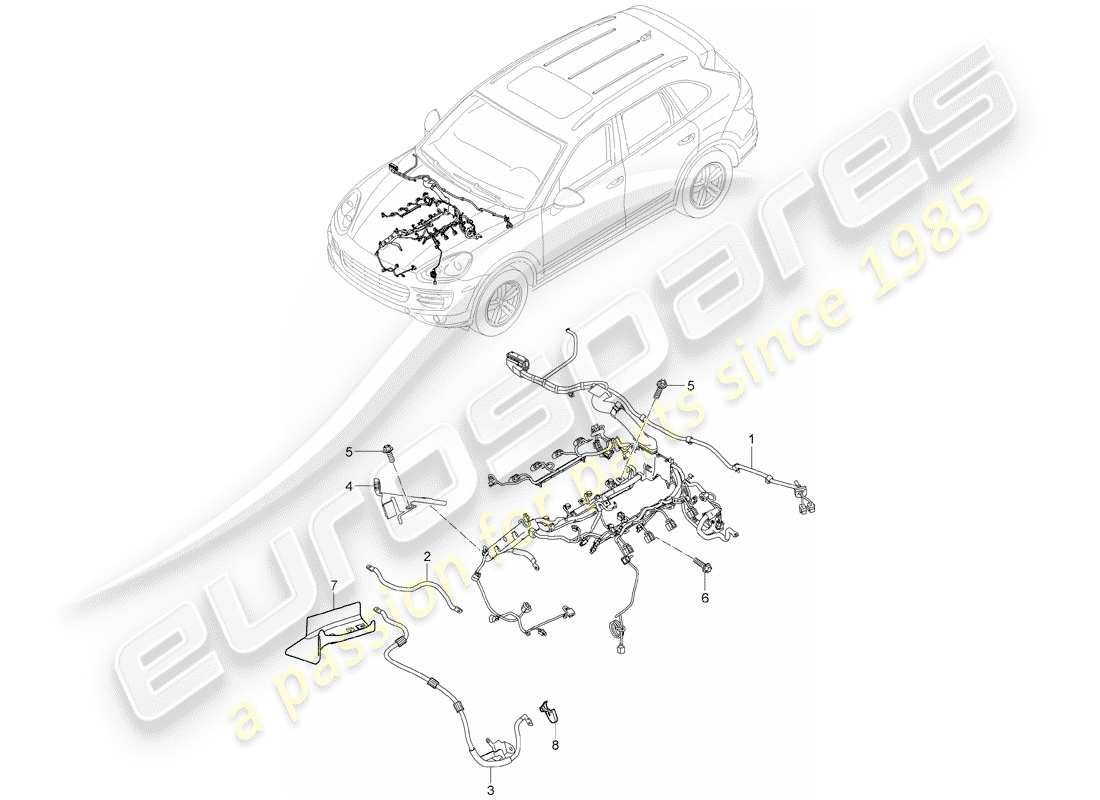porsche 2016 (cayenne e2 92a) arneses de cableado diagrama de piezas