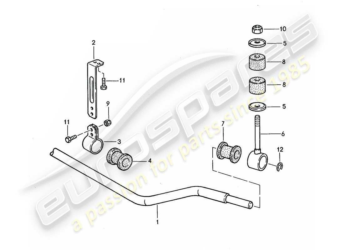 porsche 1993 (968) estabilizador diagrama de piezas