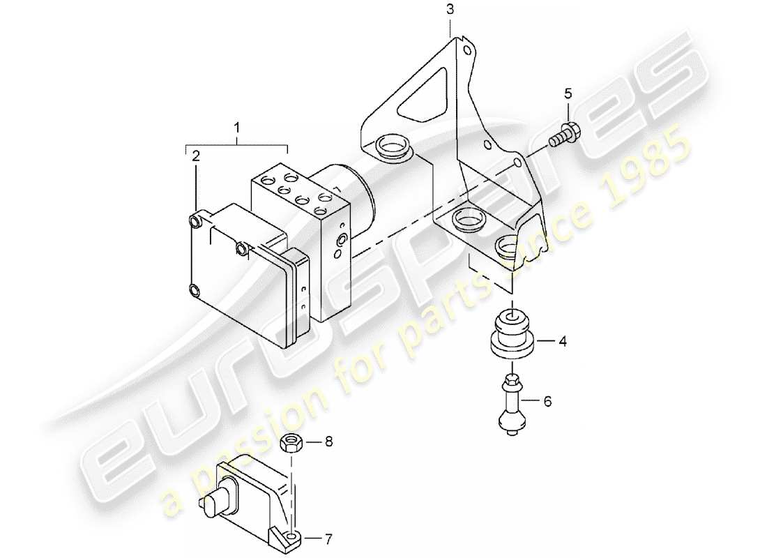 porsche 2003 (cayenne e1 9pa) diagrama de piezas de la unidad hidráulica