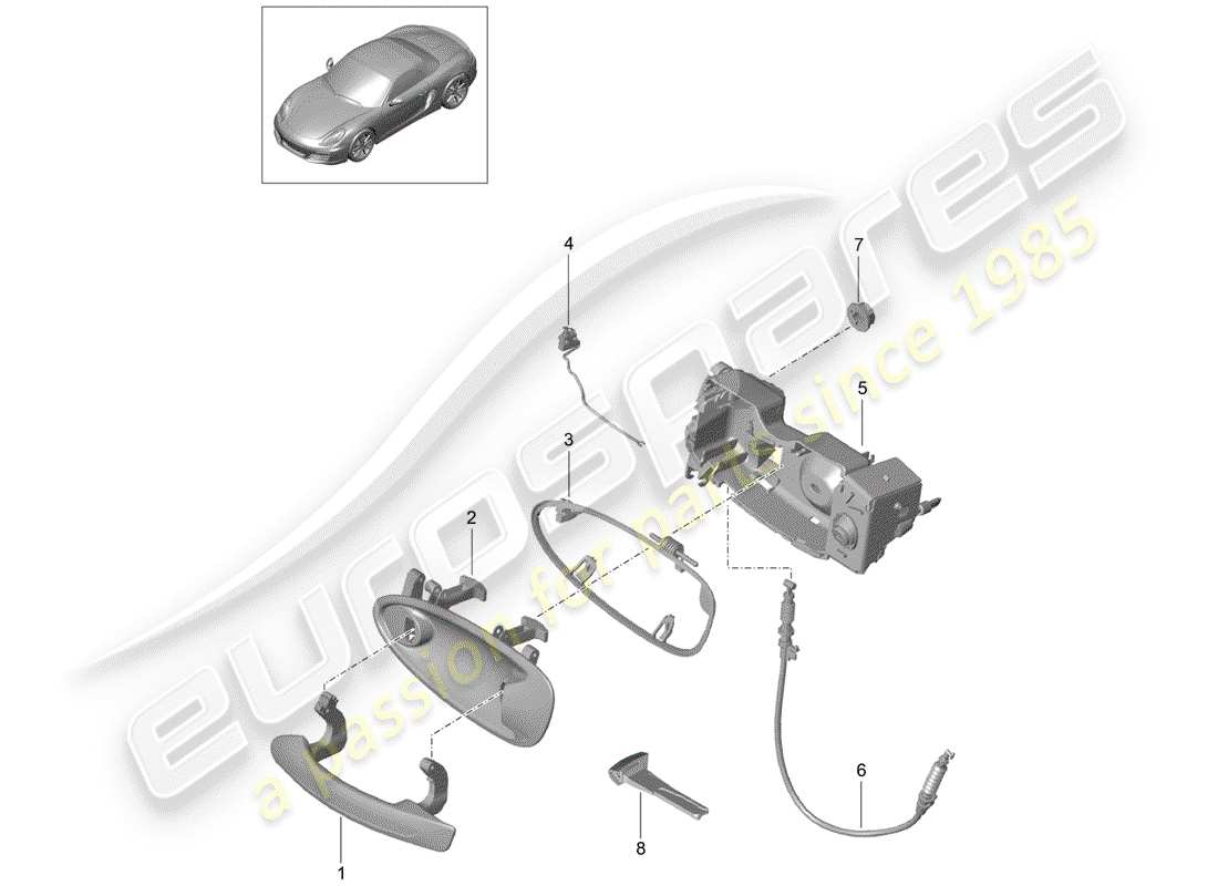 porsche 2012 (981 boxster) manija de la puerta diagrama de piezas