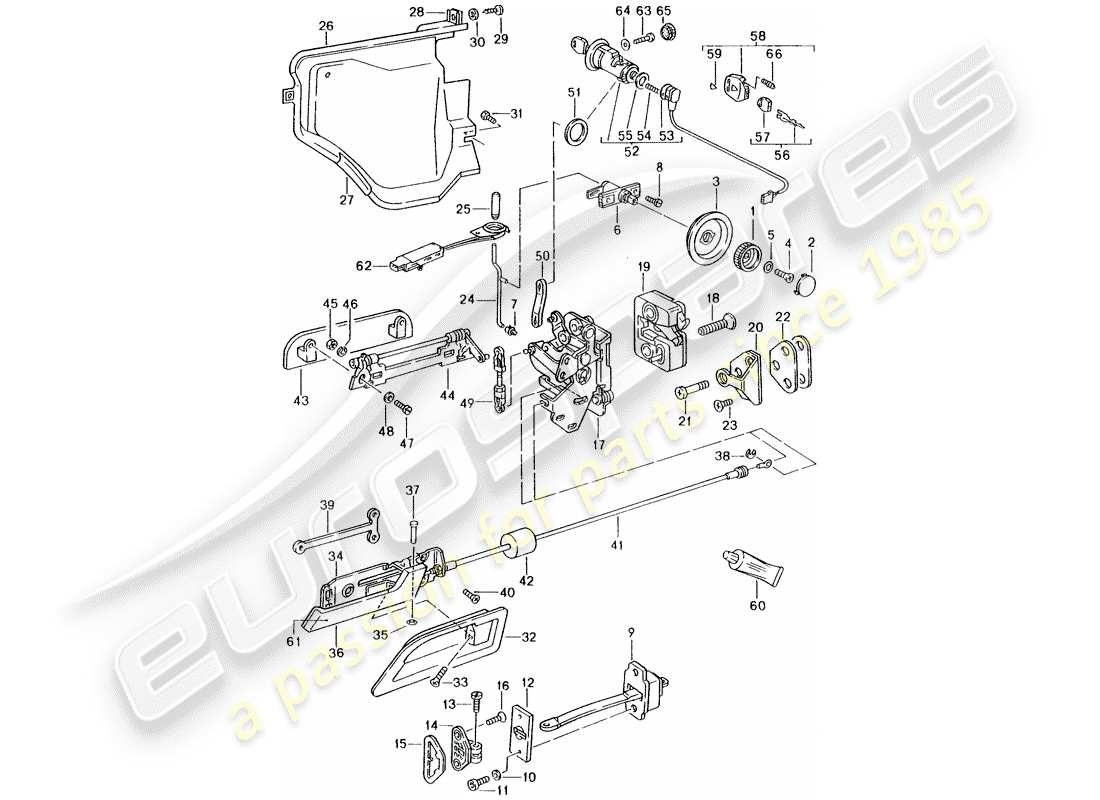 porsche 1990 (928) piezas de instalación - para - puerta diagrama de piezas