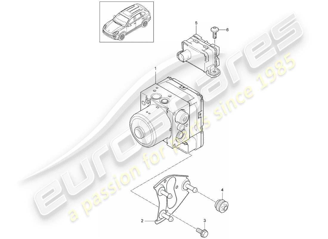 porsche 2016 (cayenne e2 92a) diagrama de piezas de la unidad hidráulica