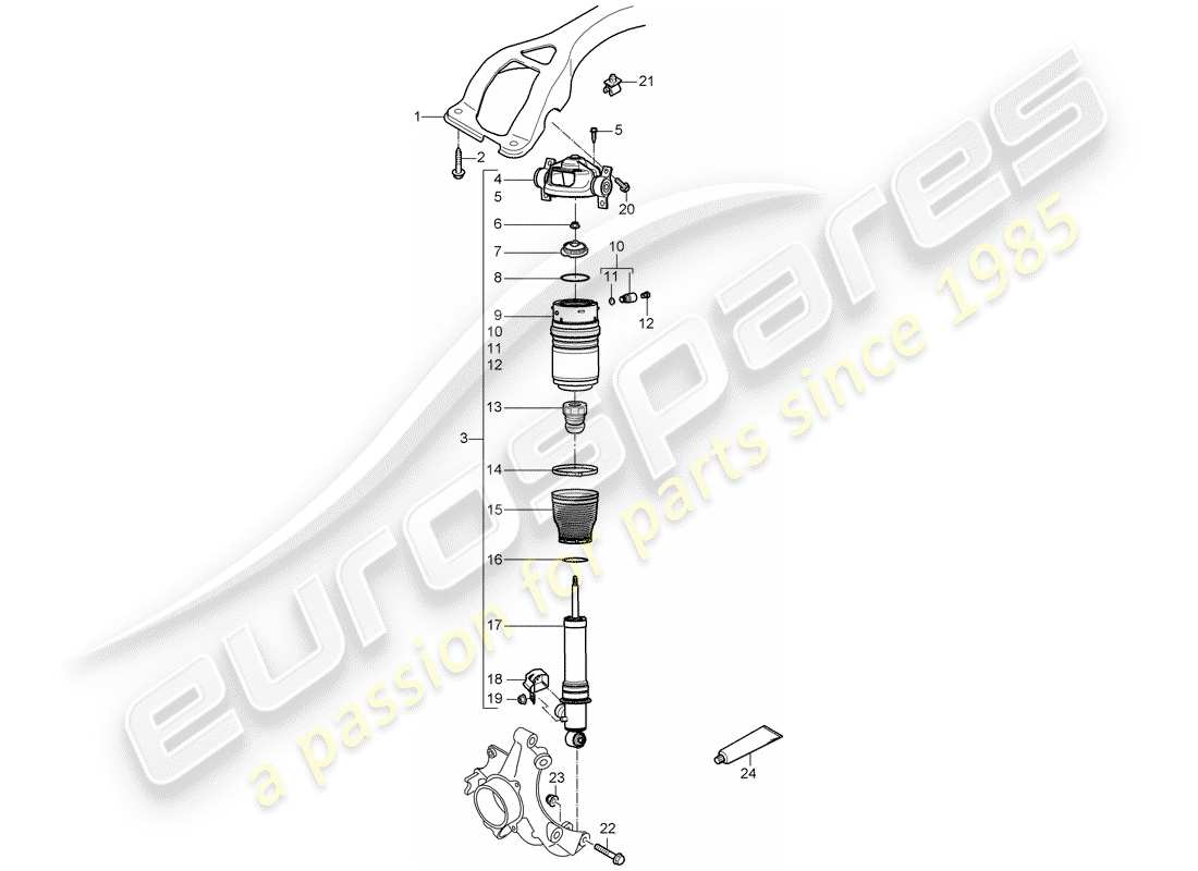 porsche 2008 (cayenne e1 9pa) suspensión diagrama de piezas