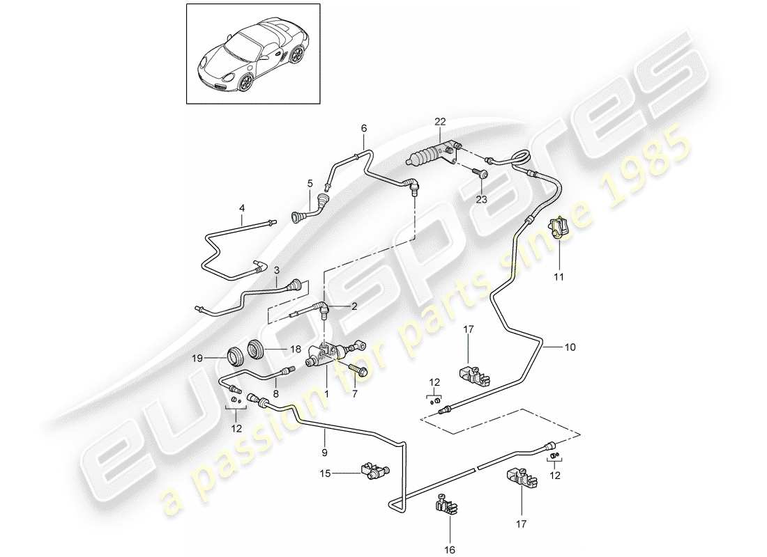 porsche 2012 (987 boxster) embrague hidráulico diagrama de piezas