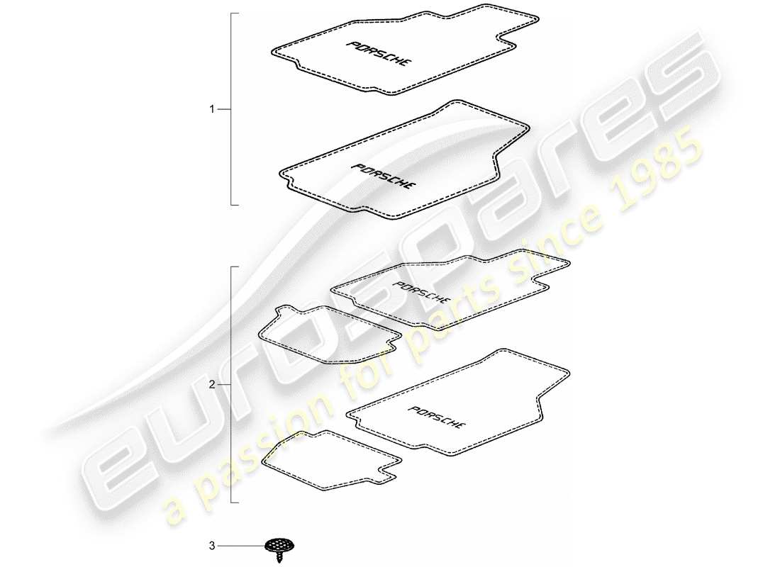 porsche 2011 (tequipment) diagrama de piezas de las alfombrillas