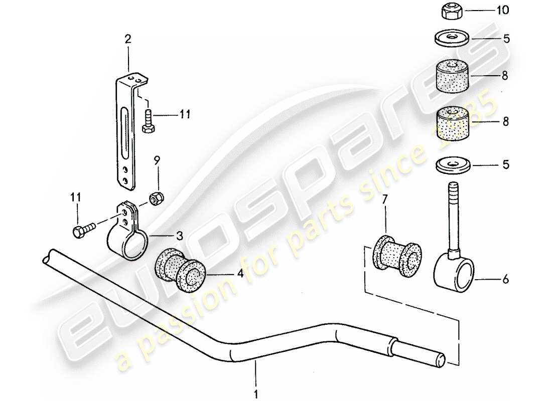 porsche 1990 (944) estabilizador diagrama de piezas