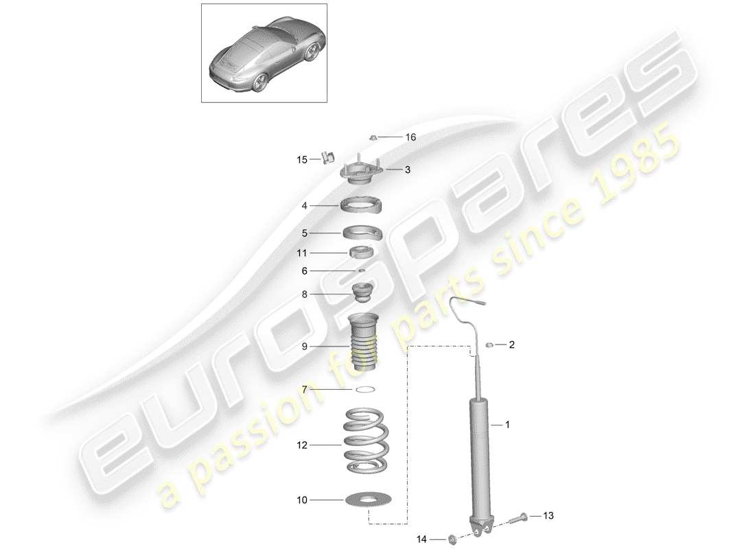 porsche 2013 (991-1) amortiguador diagrama de piezas