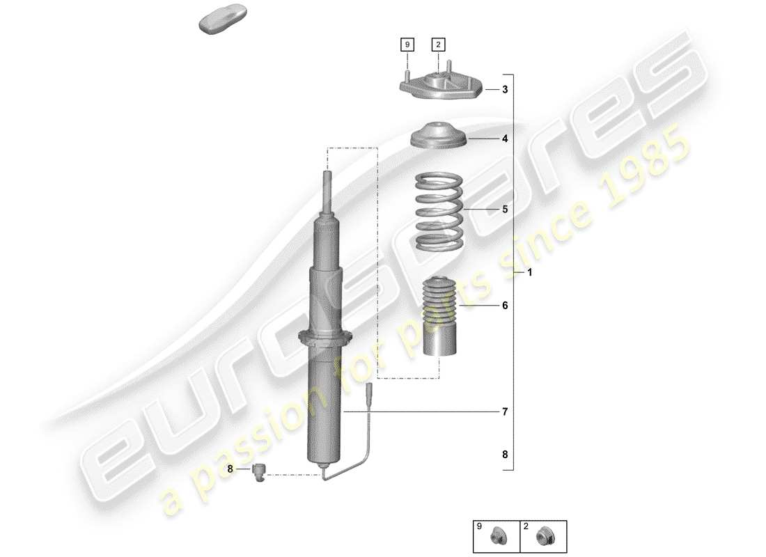 porsche 2019 (718 boxster spyder) amortiguador diagrama de piezas
