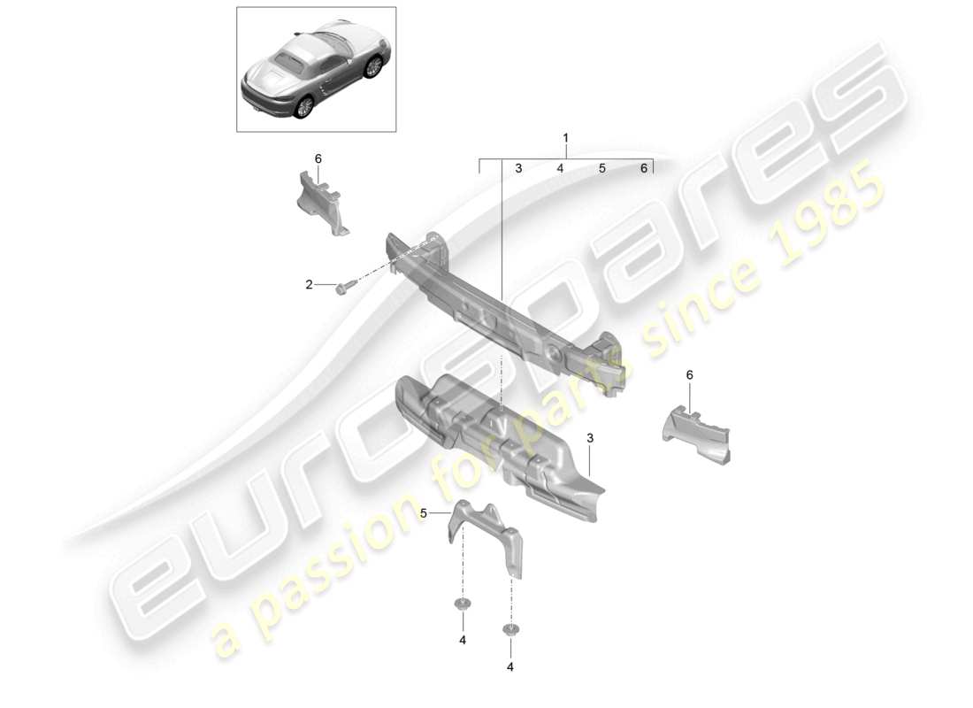 porsche 2020 (718 boxster) porta parachoques trasero gts 4.0 diagrama de piezas