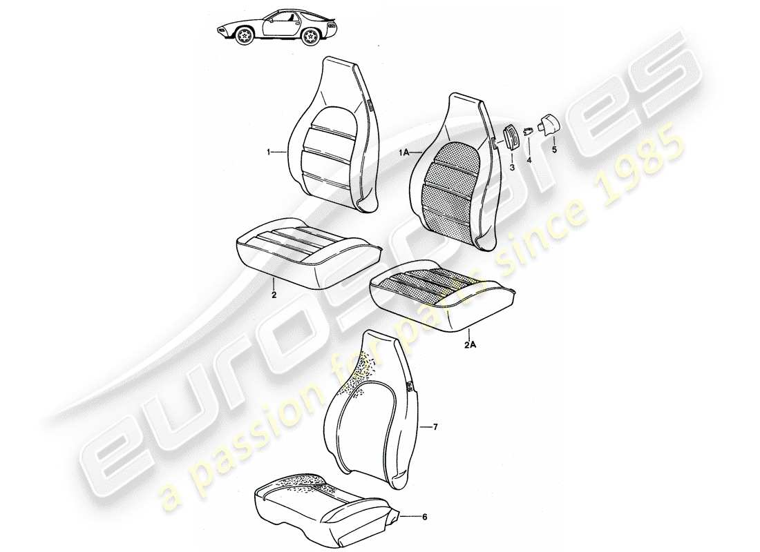porsche seat 944/968/911/928 (1997) cubierta - asiento delantero - d - mj 1987>> diagrama de piezas