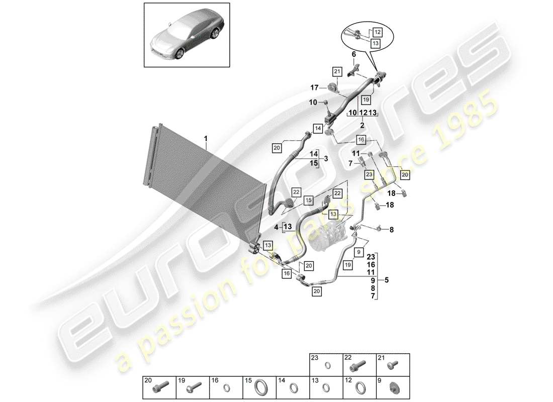 porsche 2017 (panamera 971-1) circuito refrigerante diagrama de piezas