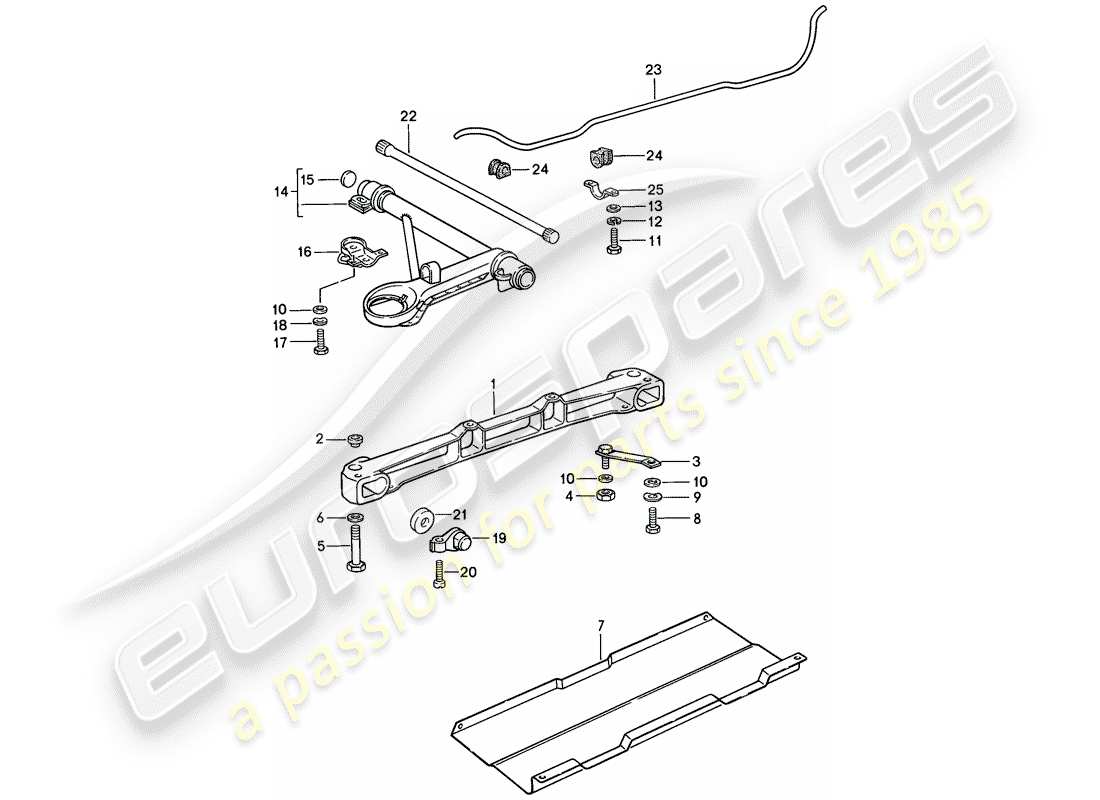 porsche 1986 (911) eje delantero - estabilizador diagrama de piezas