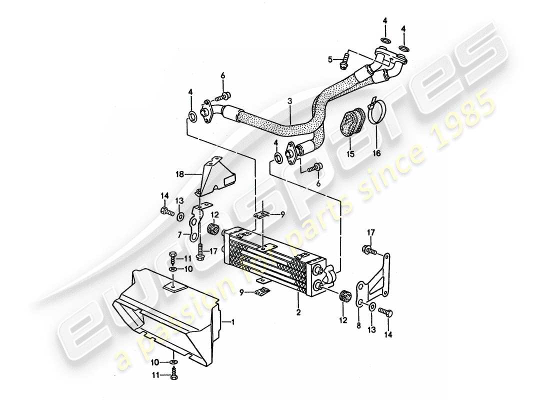 porsche 1994 (968) enfriamiento de aceite diagrama de piezas