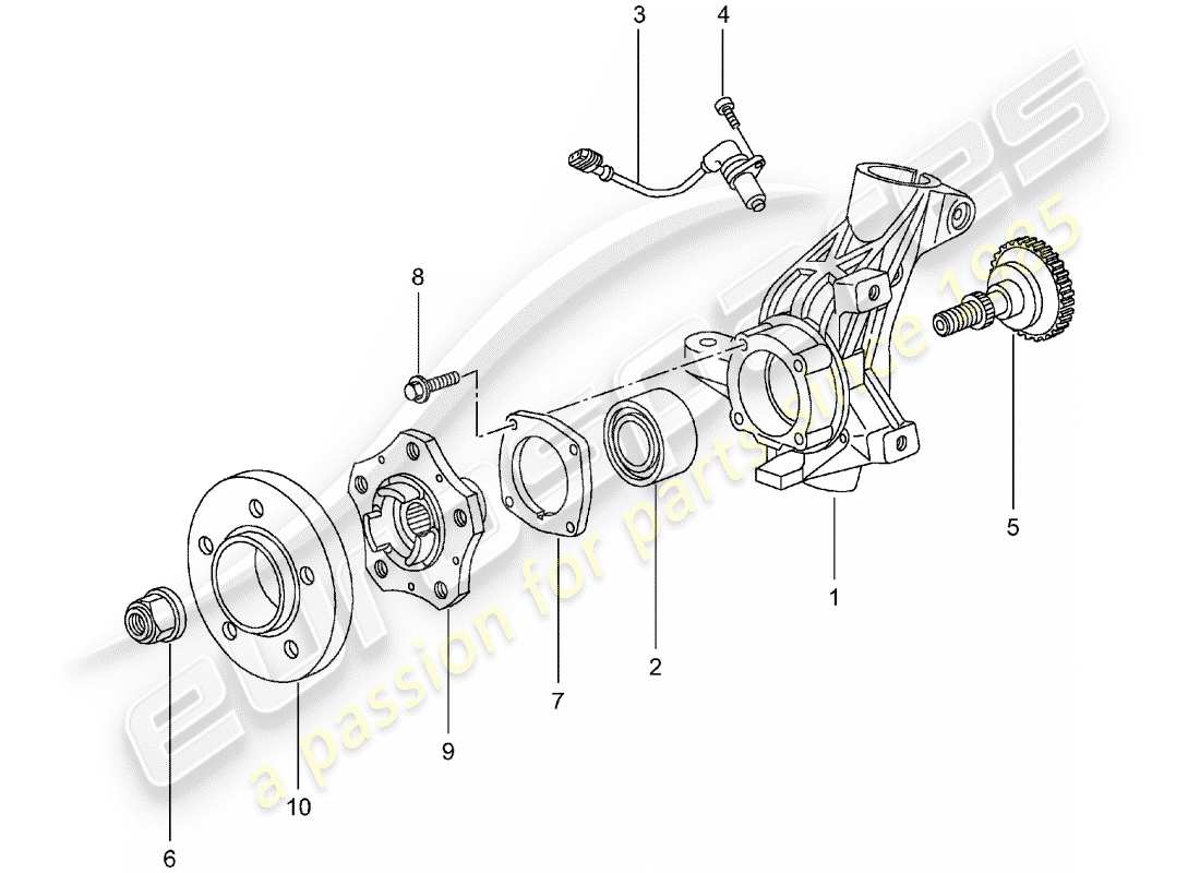 porsche 2000 (996) porta ruedas - cubo de rueda diagrama de piezas