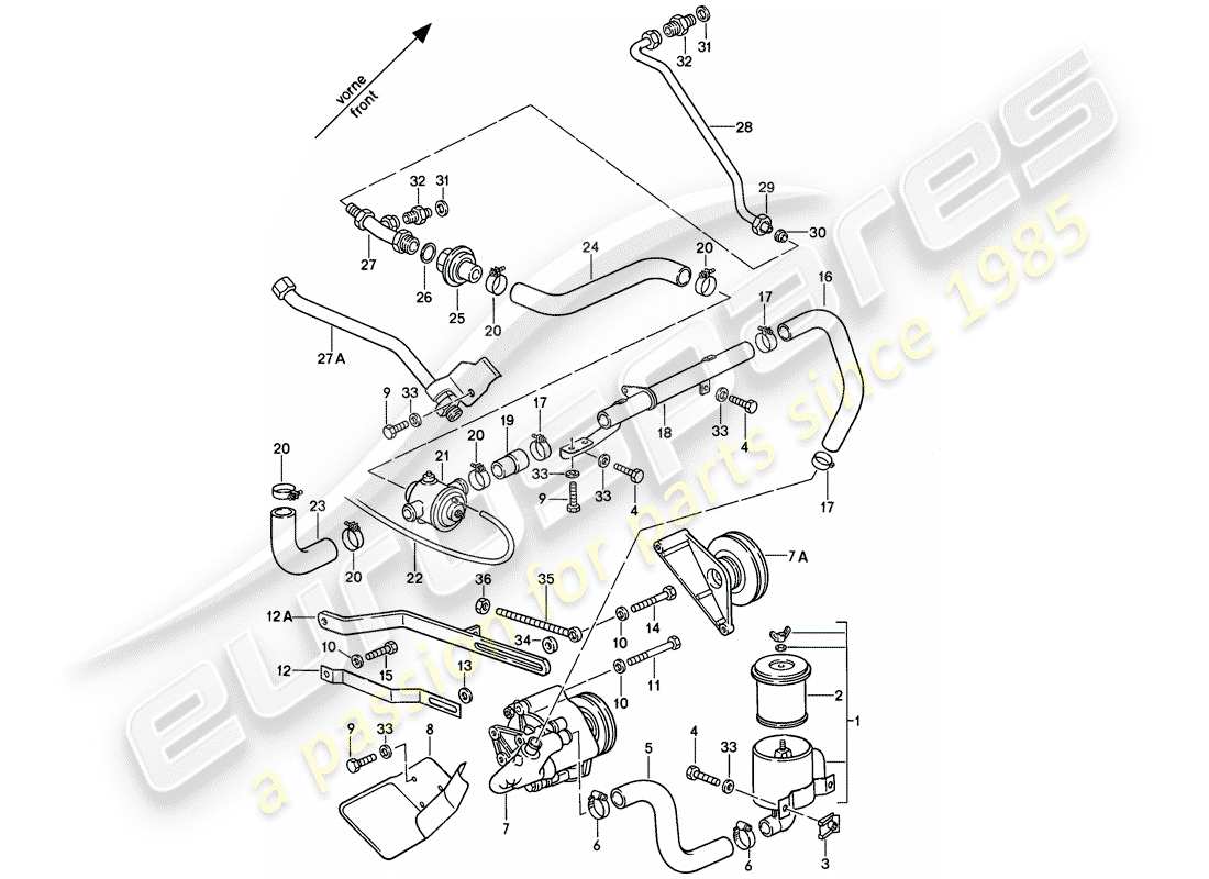 porsche 1982 (928) inyección de aire diagrama de piezas
