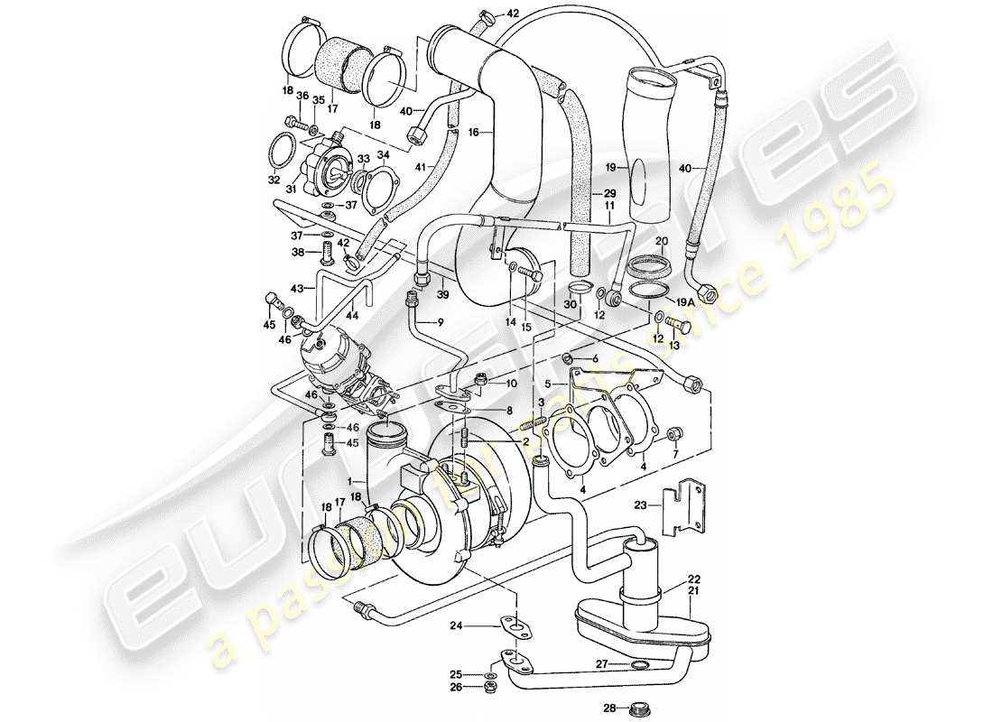 porsche 1982 (911) turbocargación diagrama de piezas