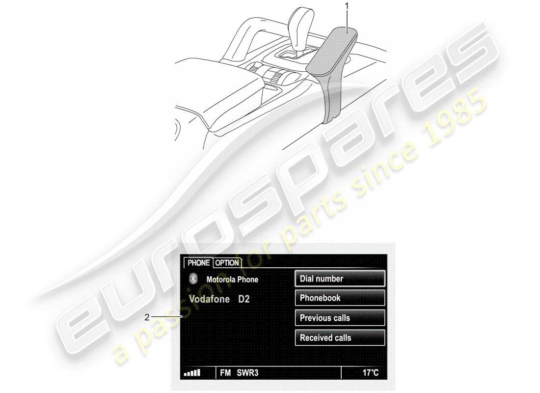 porsche 2012 (tequipment cayenne) diagrama de piezas del teléfono móvil