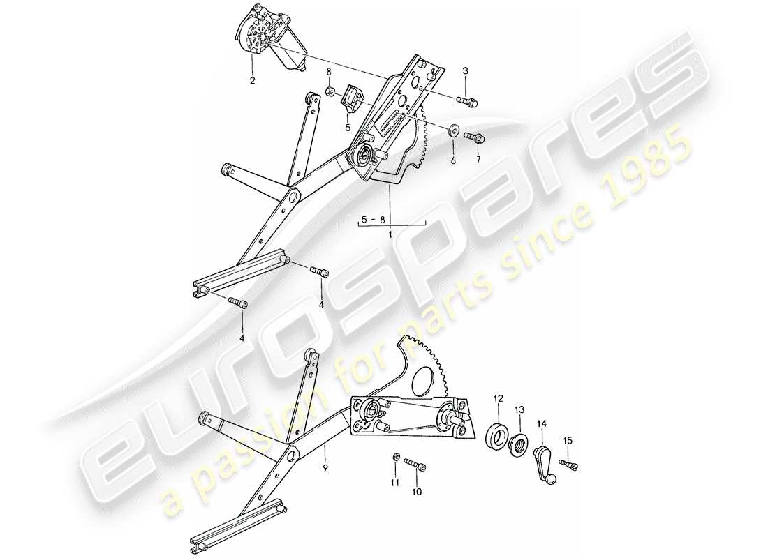 porsche 1988 (959) regulador de ventana diagrama de piezas