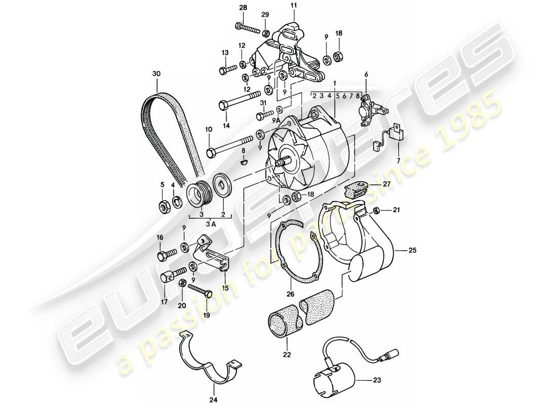 porsche 1986 (928) alternador - d - mj 1985>> - mj 1985 diagrama de piezas