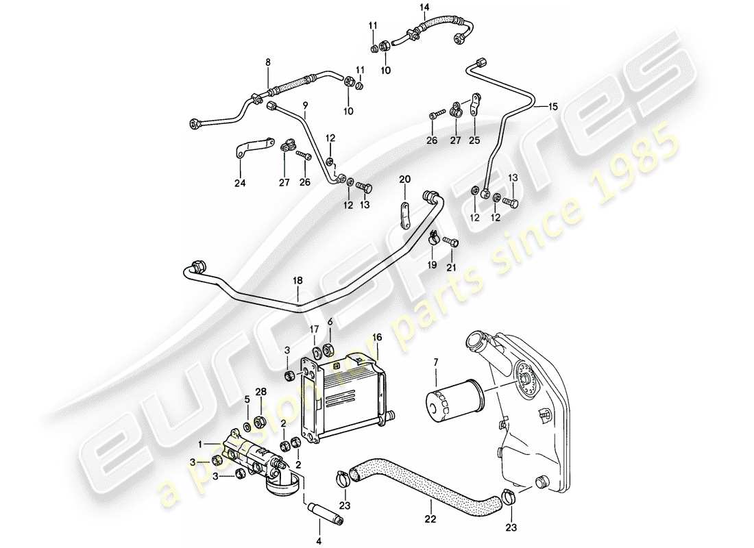 porsche 1987 (911) lubricación del motor - bomba de aceite - líneas - ver información técnica - gr.1 nr.1/1a-85 diagrama de piezas