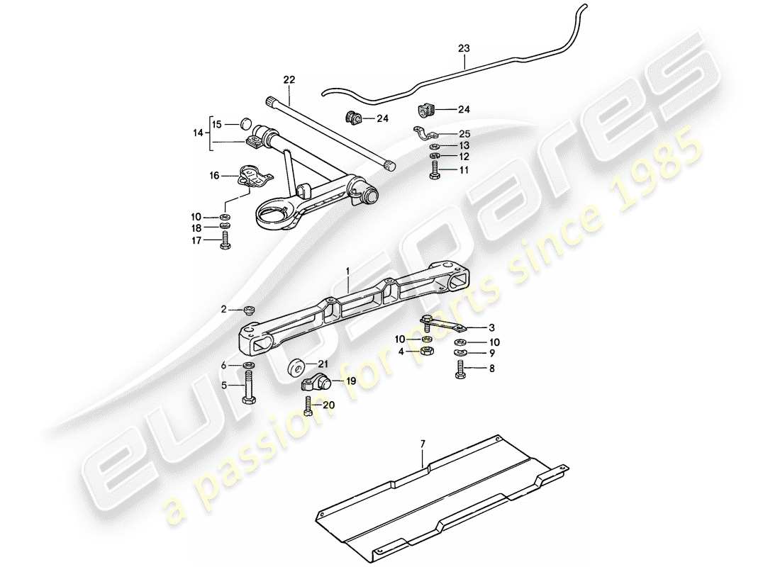 porsche 1987 (911) eje delantero - estabilizador diagrama de piezas