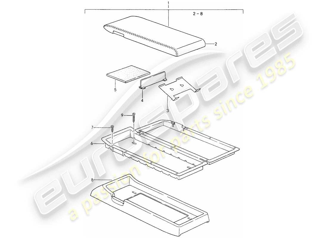 porsche 1983 (928) soporte de cassette diagrama de piezas