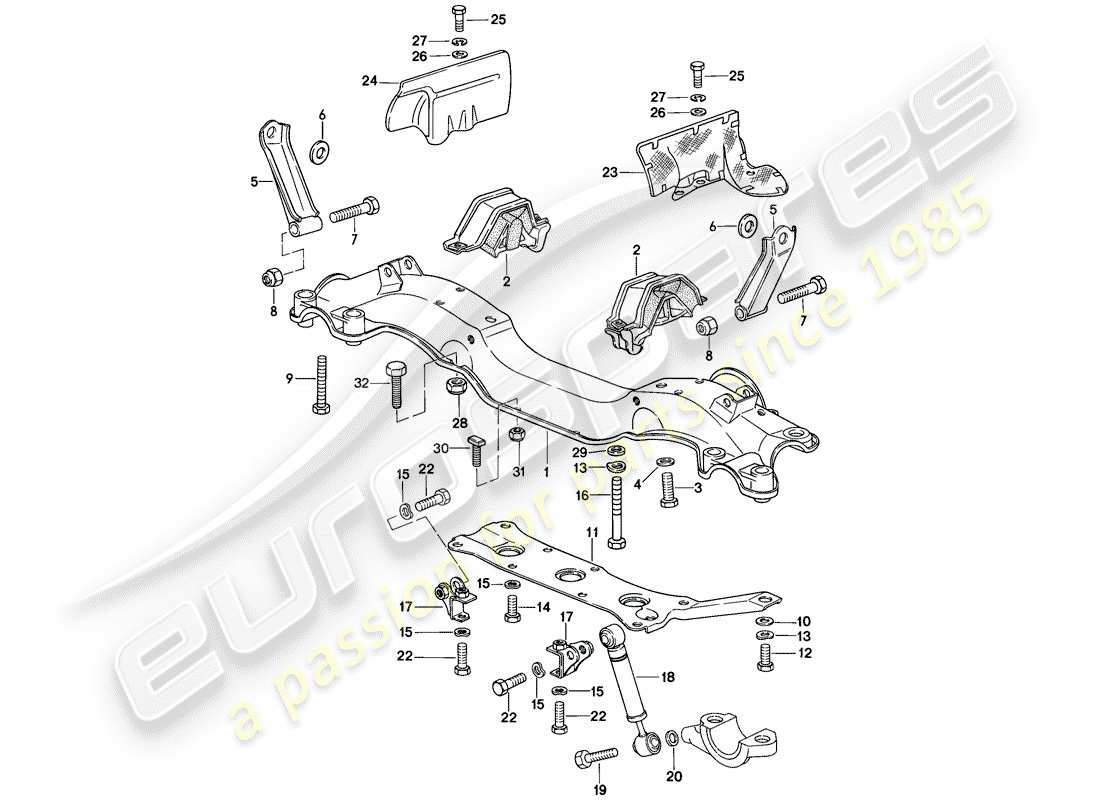 porsche 1982 (928) suspensión del motor diagrama de piezas