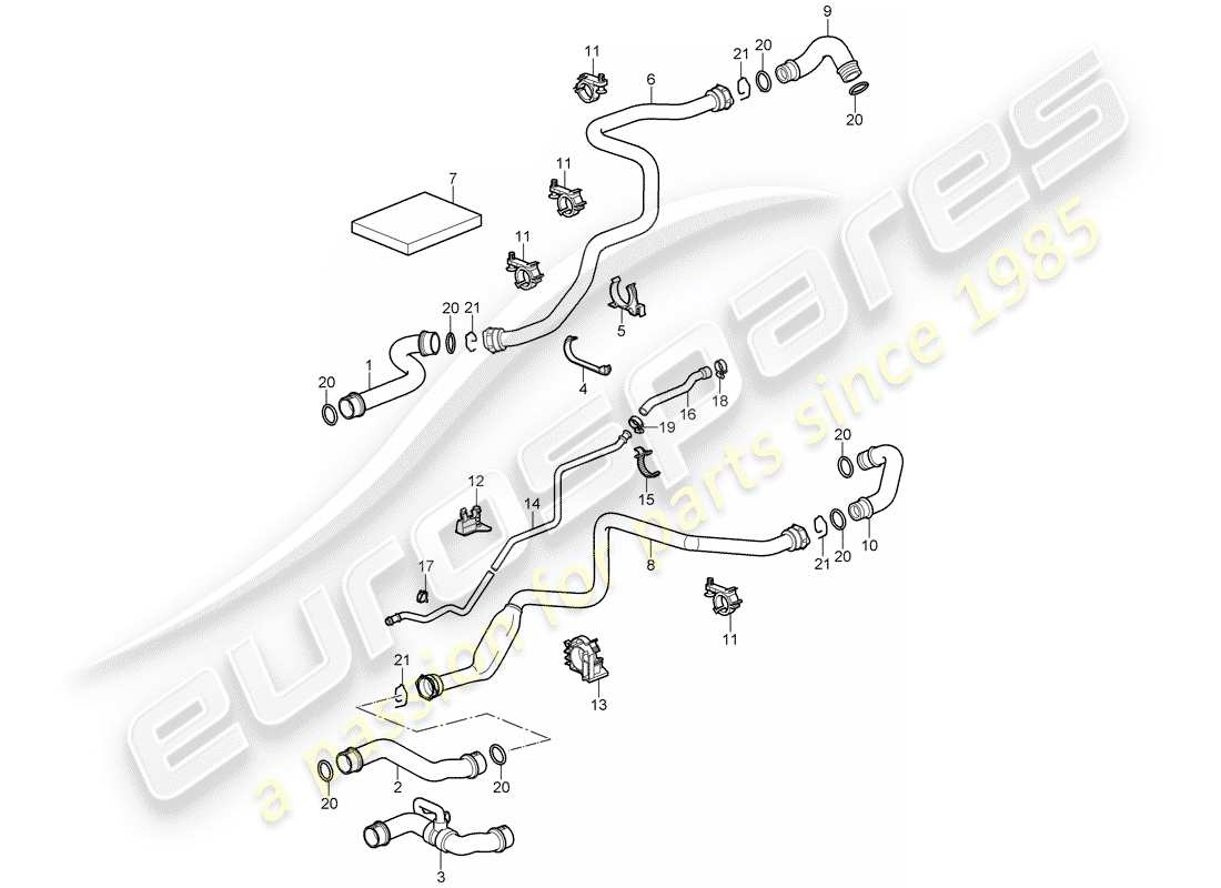 porsche 2008 (997-1 turbo / gt2) water cooling 1 diagrama de piezas