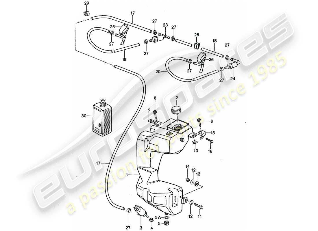 porsche 1991 (944) windshield washer unit diagrama de piezas