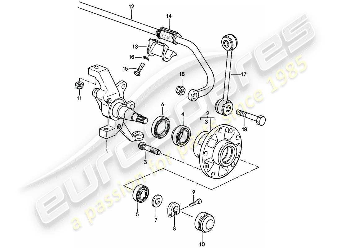 porsche 1978 (928) muñón de dirección - estabilizador - eje delantero - lubricantes diagrama de piezas