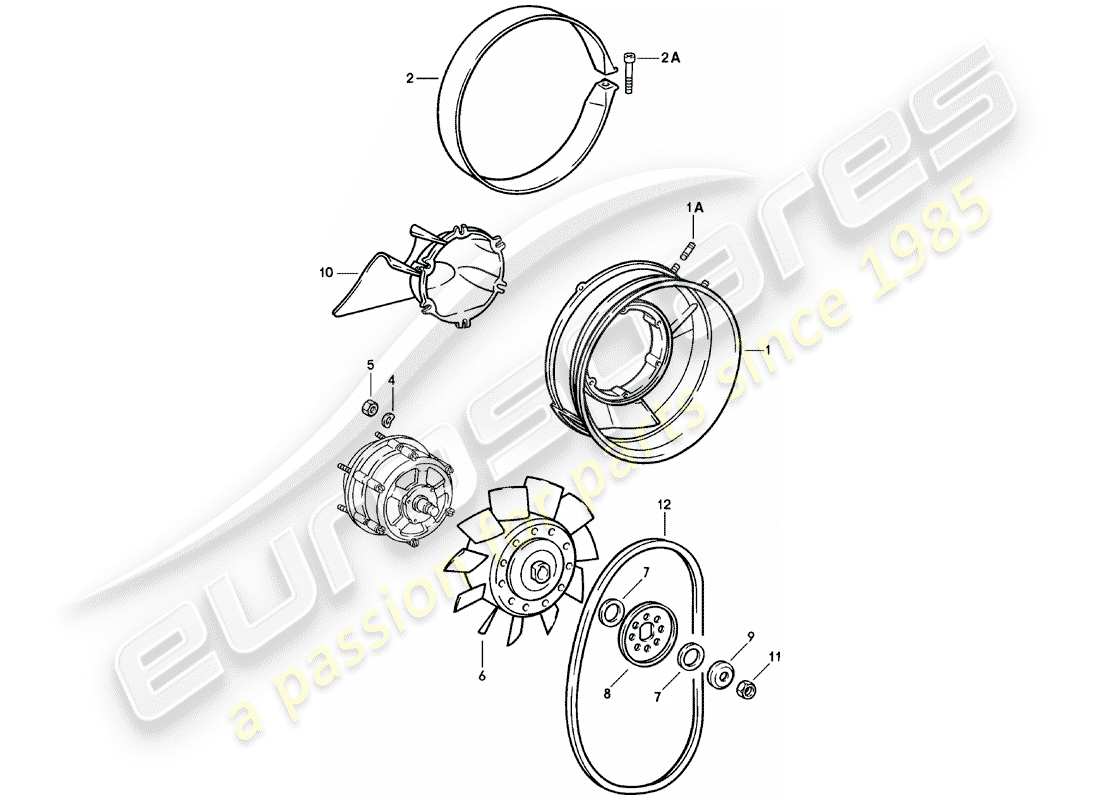 porsche 1982 (911) diagrama de piezas de enfriamiento por aire