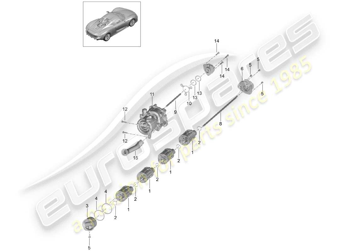 porsche 918 spyder (2015) diagrama de piezas de la bomba de aceite