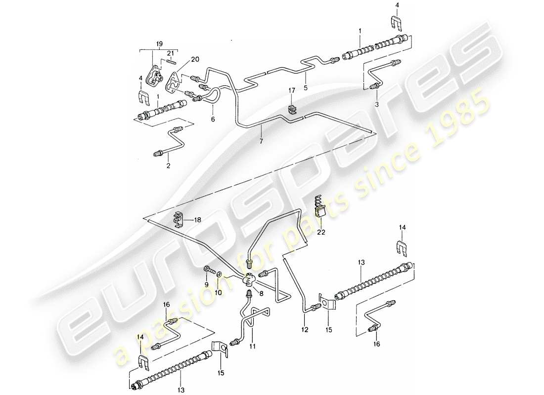 porsche 1994 (964) línea de freno - eje delantero - bajos - eje trasero diagrama de piezas