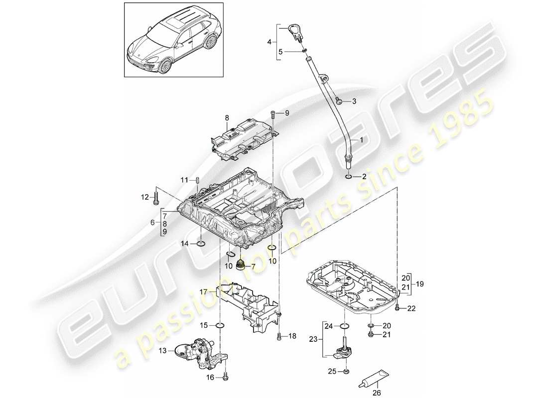 porsche 2016 (cayenne e2 92a) diagrama de piezas de la carcasa conductora de aceite