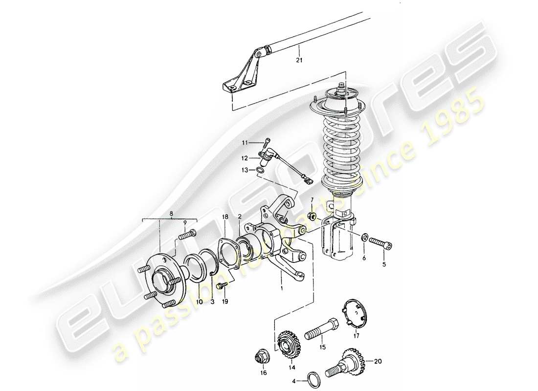 porsche 1994 (964) porta rueda - cubo de rueda - puntal transversal - ver información técnica - grupo: - 4 10/89 esquema de piezas