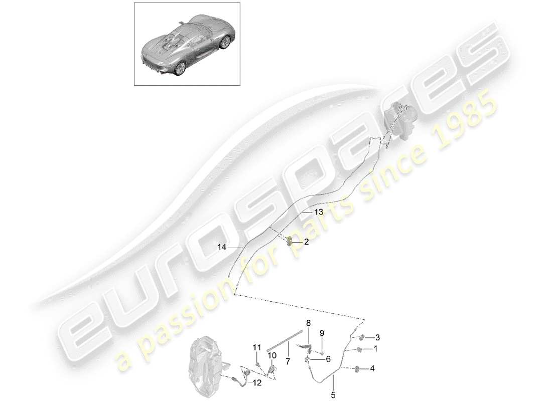 porsche 2015 (918 spyder) diagrama de piezas de la línea de freno