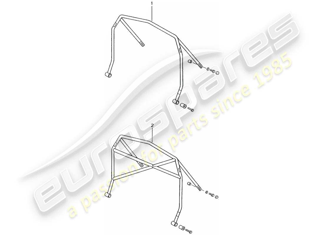 porsche 2005 (tequipment) barra antivuelco diagrama de piezas
