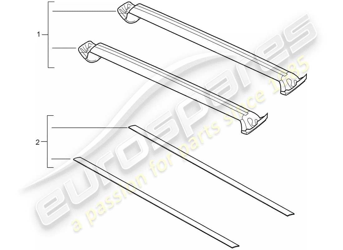 porsche 2004 (tequipment cayenne) portaequipajes de techo diagrama de piezas