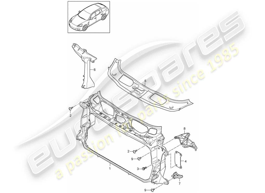 porsche 2011 (panamera 970) diagrama de piezas del soporte