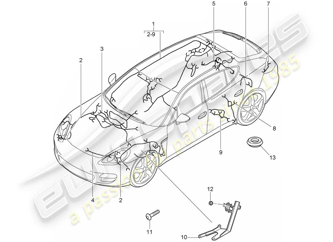 porsche 2011 (panamera 970) arneses de cableado diagrama de piezas