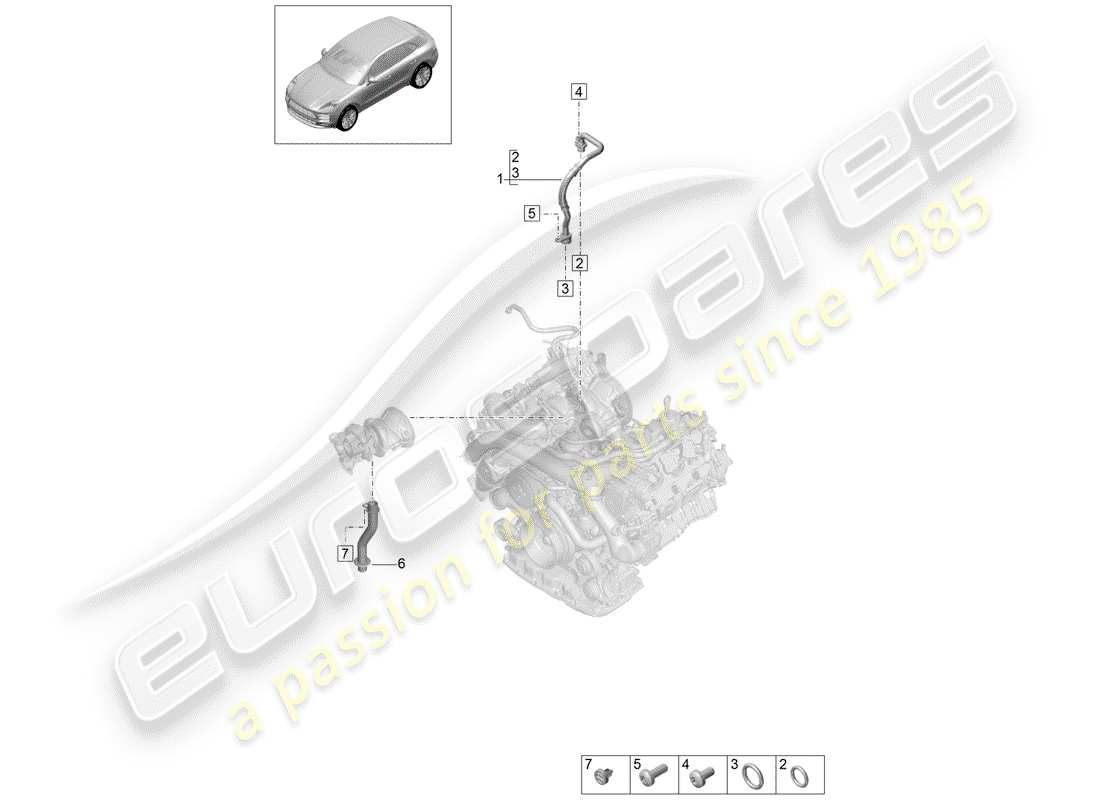 porsche 2019 (macan) diagrama de piezas de la línea de presión de aceite
