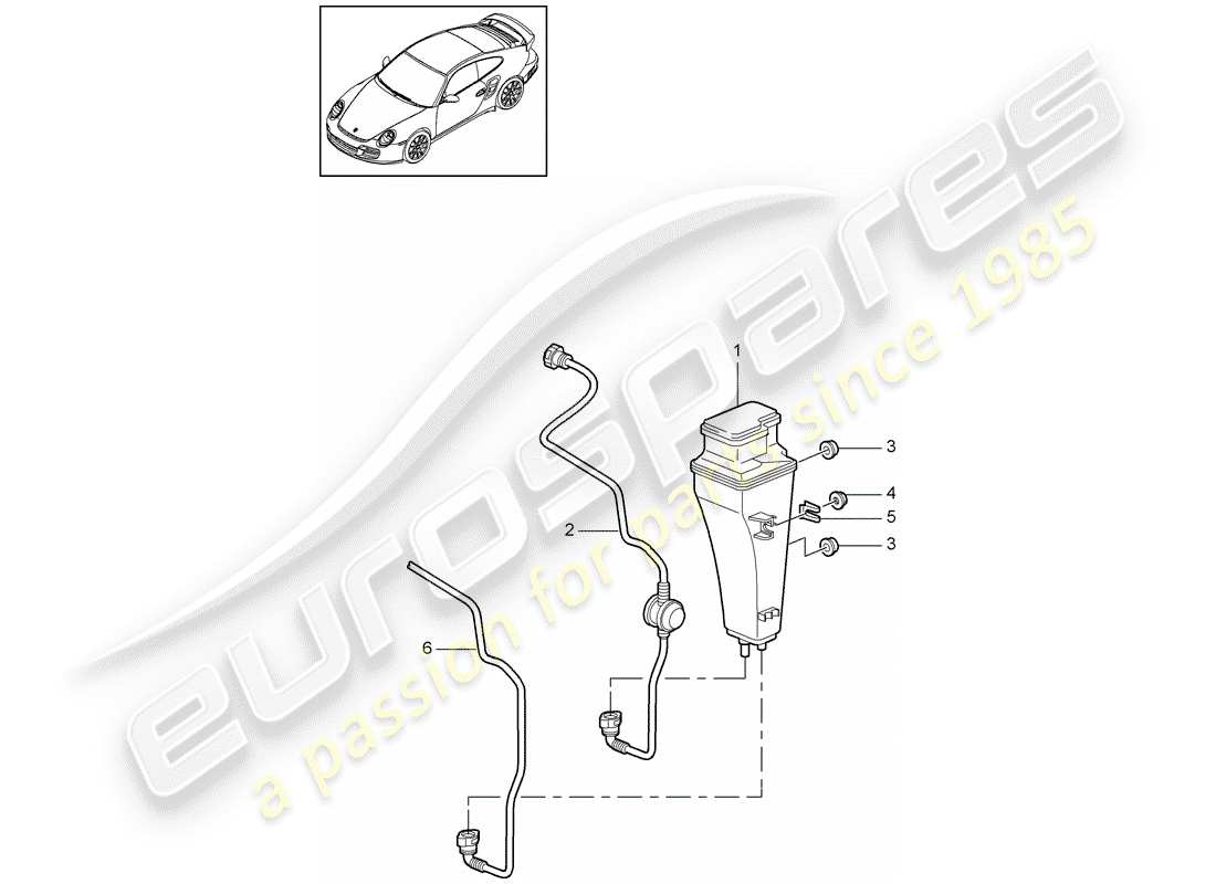 porsche 2012 (997-2 turbo / gt2 rs) bote de emisiones evaporativas diagrama de piezas