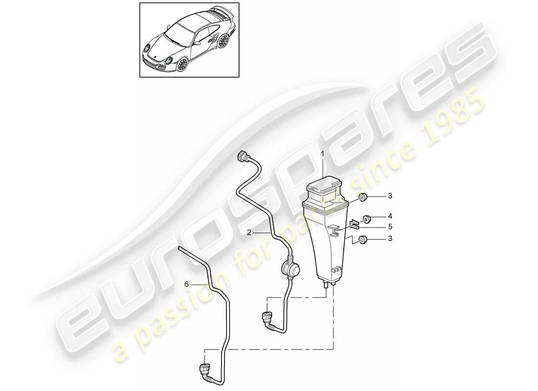 porsche 2012 (997-2 turbo / gt2 rs) diagrama de piezas del recipiente de emisiones evaporativas