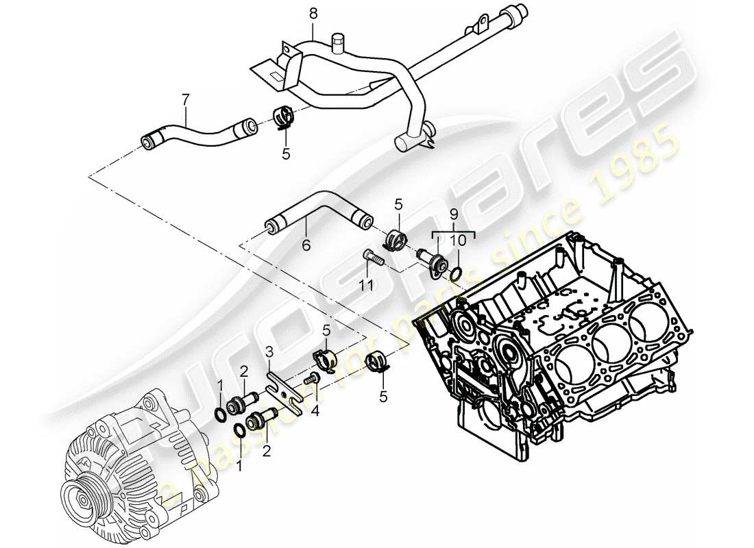 porsche 2007 (cayenne e1 9pa) water cooling 2 diagrama de piezas