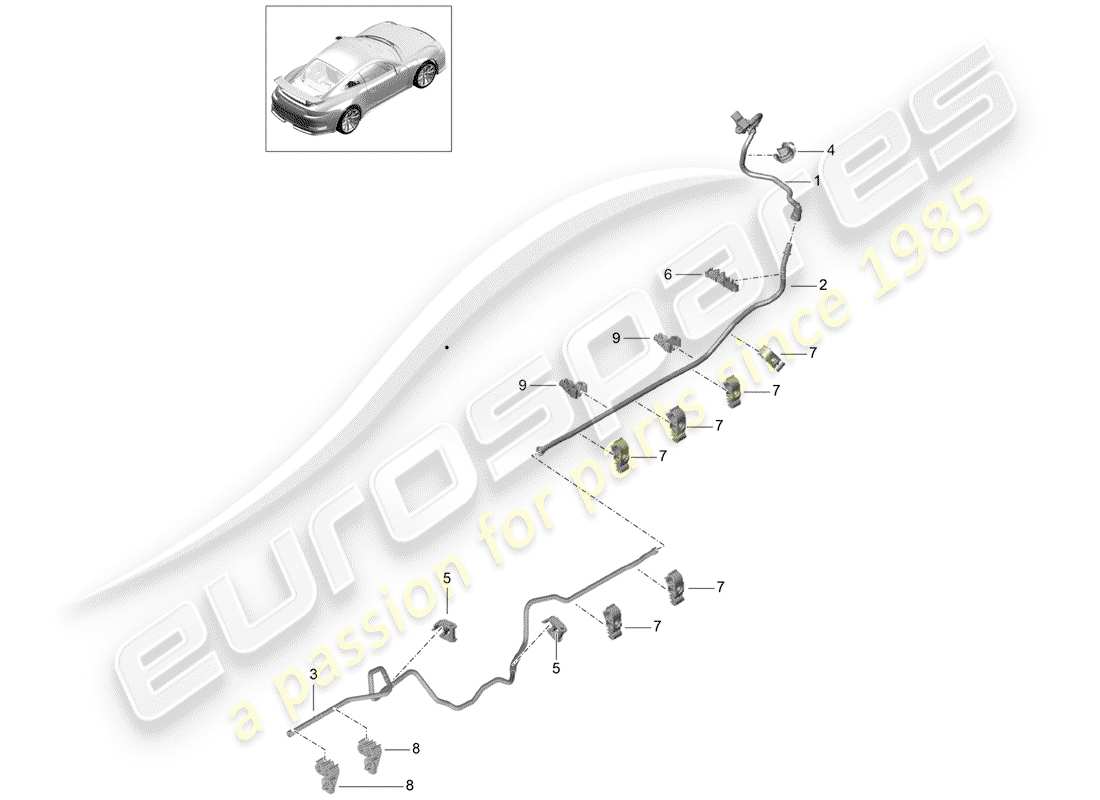porsche 2014 (991-1 r/gt3/rs) diagrama de piezas de la línea de vacío