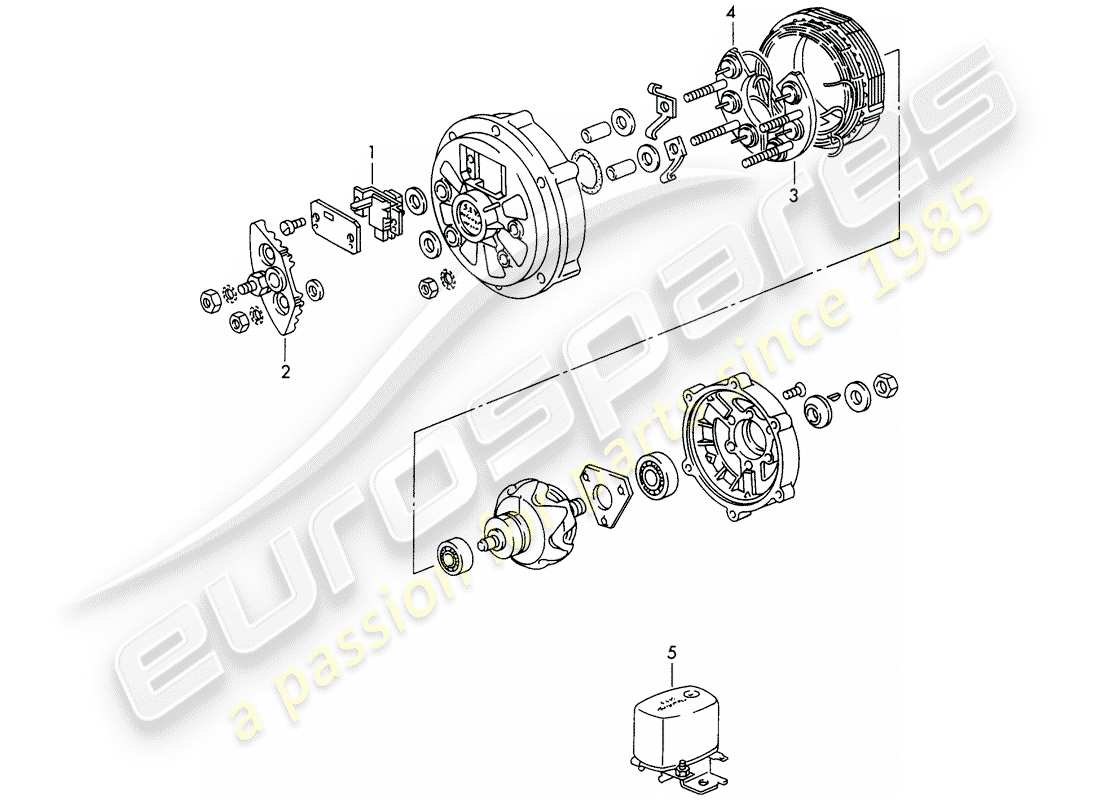 porsche 1968 (911/912) alternador - 490/900 w - d >> - mj 1968 diagrama de piezas