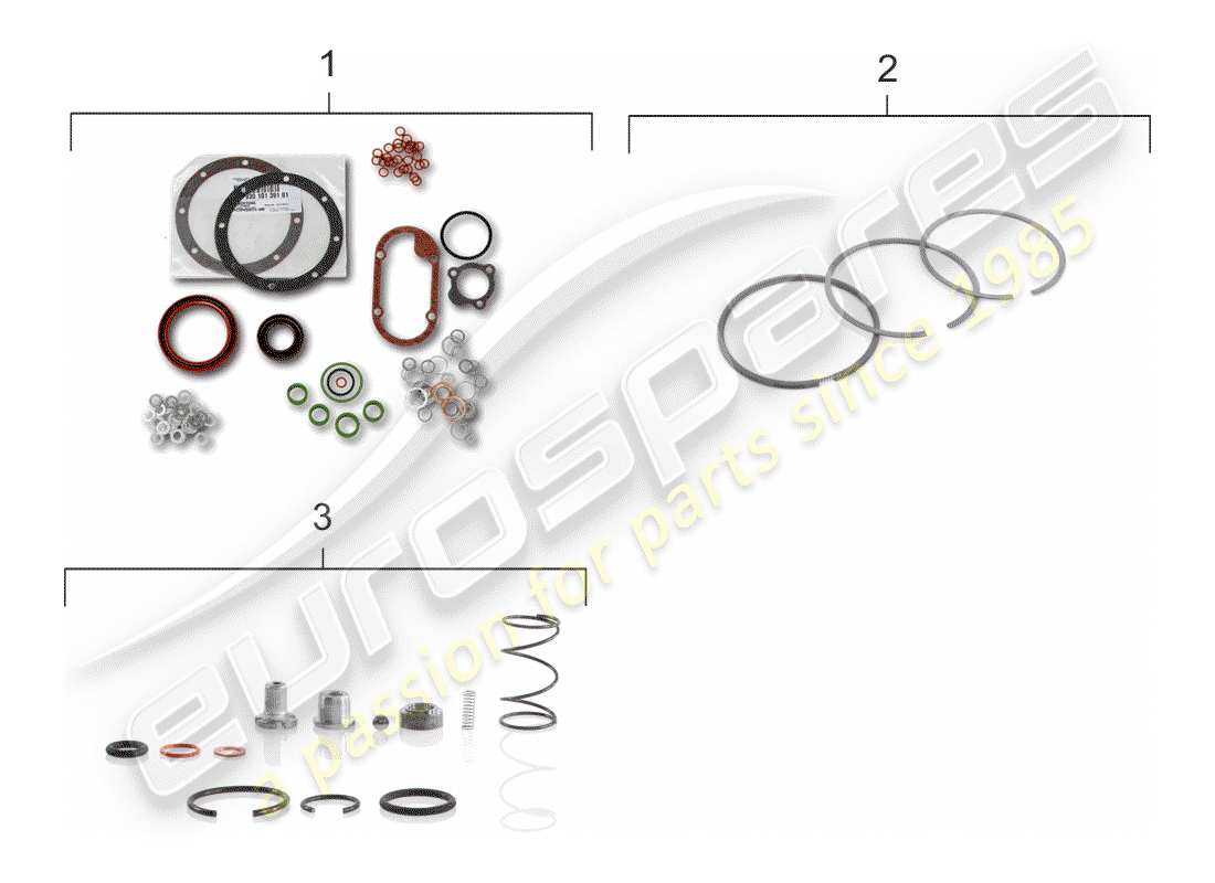 porsche 1975 (911 turbo) juego de juntas - kits de reparación - juego de mantenimiento diagrama de piezas