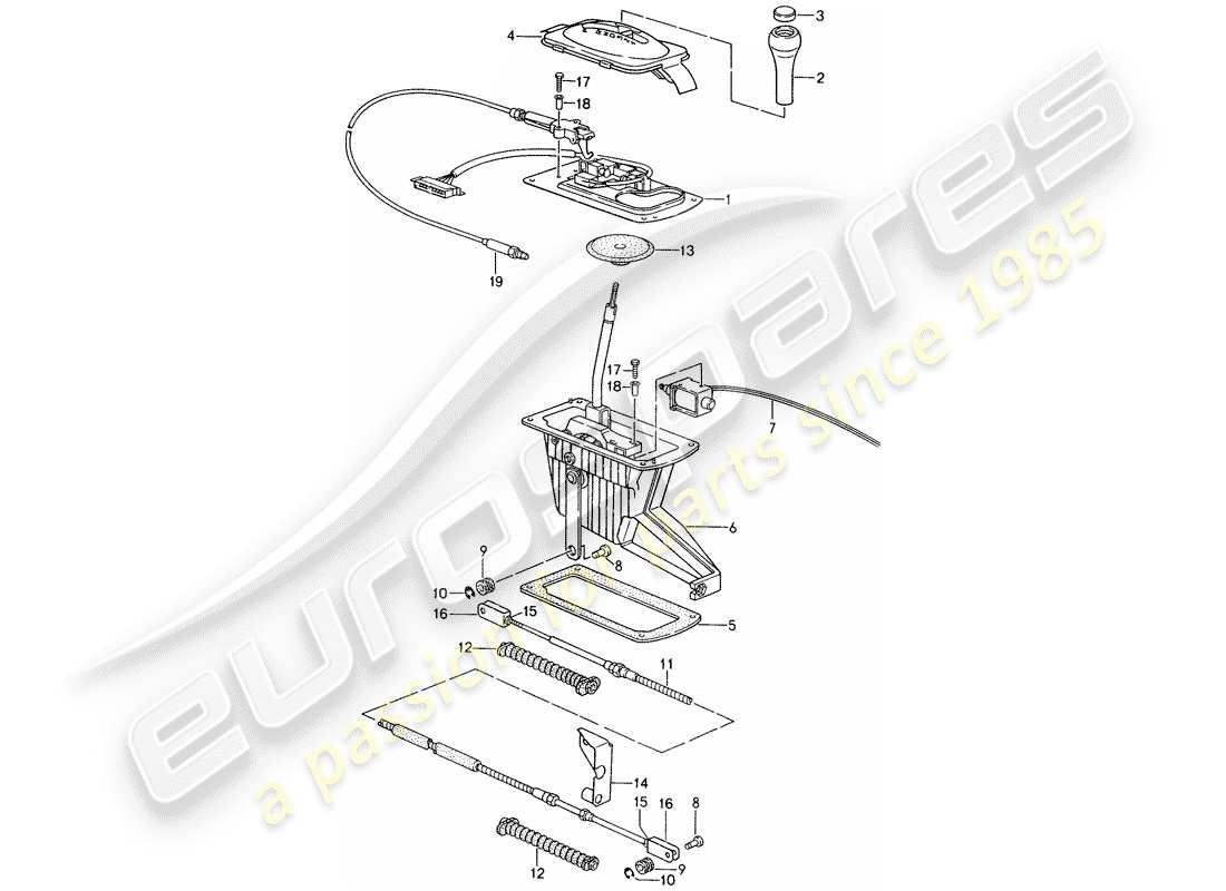 porsche 1996 (993) palanca selectora - tiptronic diagrama de piezas