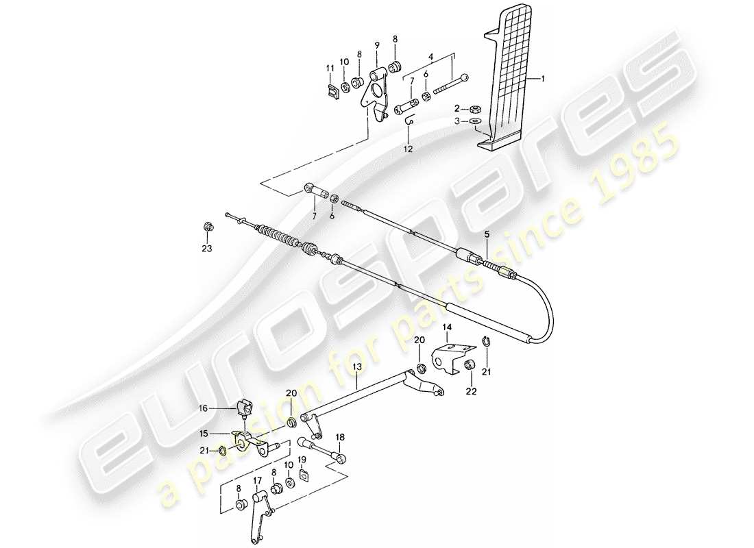 porsche 1995 (993) pedales - control del acelerador diagrama de piezas